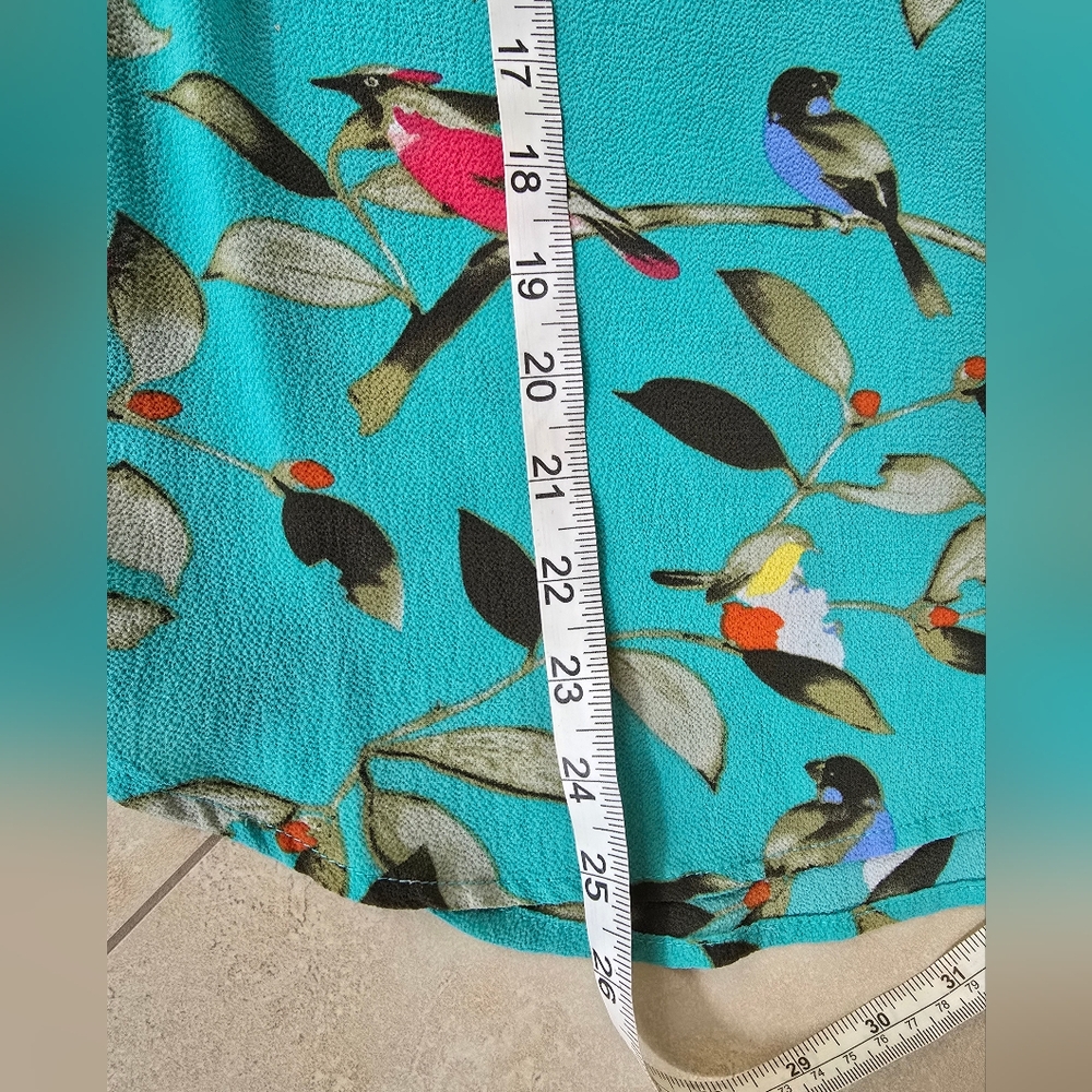 Vibrant Teal Floral Blouse - Picture 7 of 10